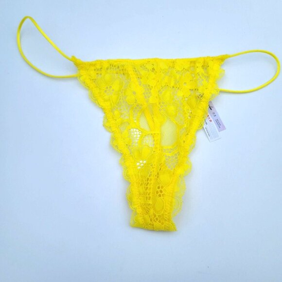 Urban Outfitters Out From Under Lace G String Thong Panty M Yellow Floral NWOT - Picture 2 of 7